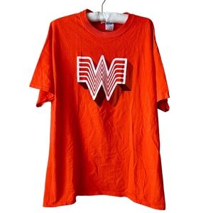 Whataburger Logo Tshirt  Short Sleeve Crewneck White Orange Logo on Back XL